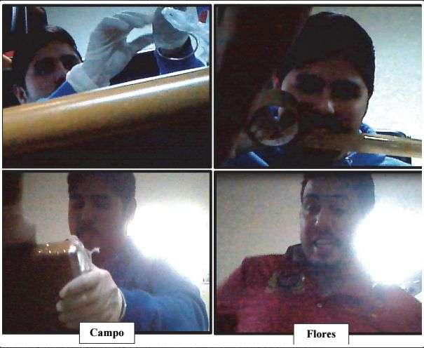En la gráfica se ve a Campo manejando un paquete que fue presentado en la corte como un kilo de cocaína. La foto es del expediente.