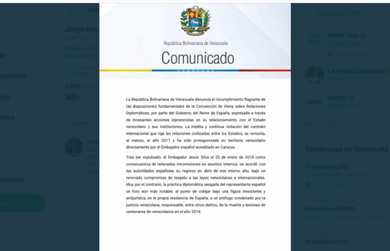 Arreaza emite comunicado sobre fuga de López