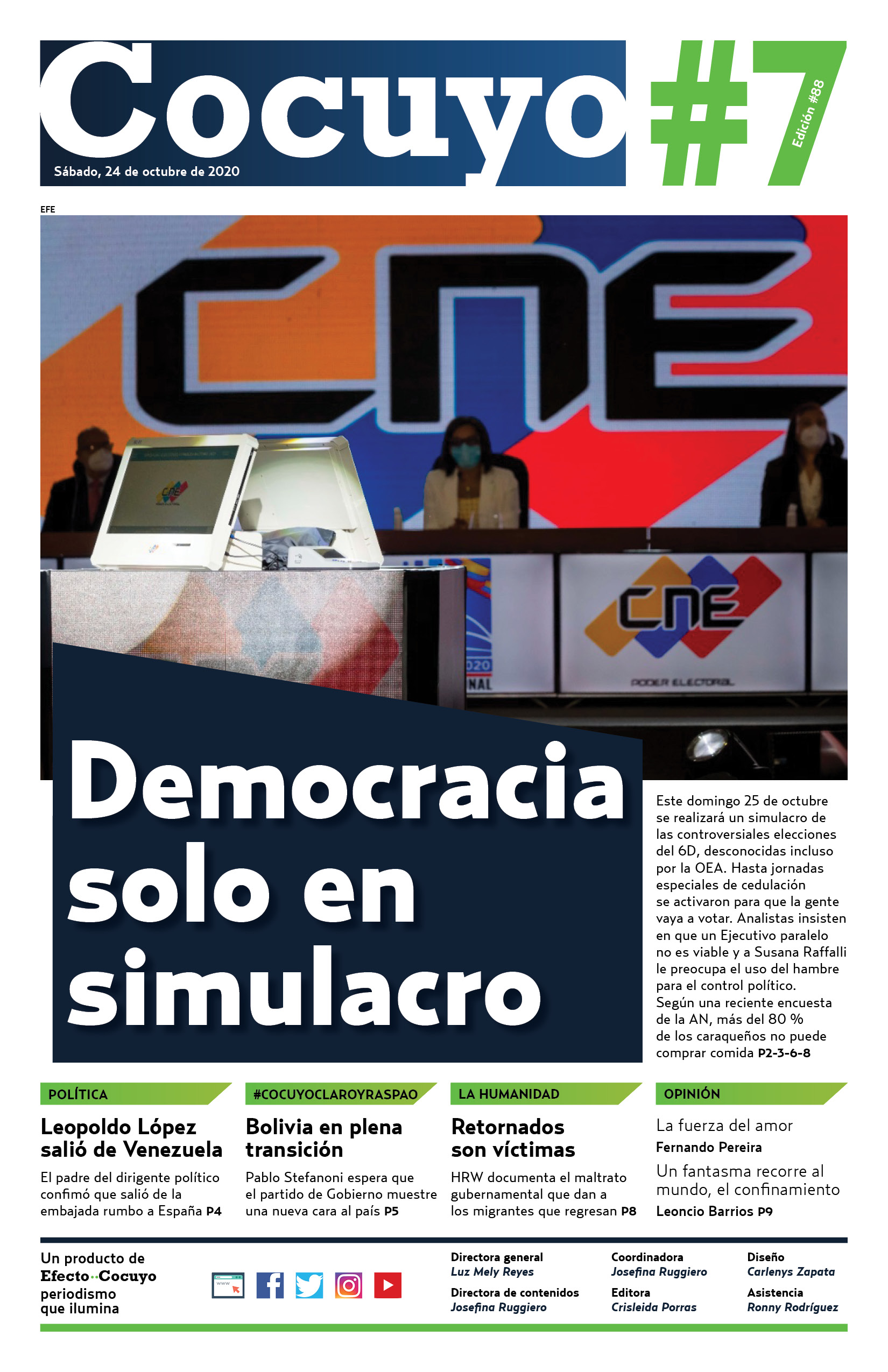 Portada Cocuyo #7 nro 88 Democracia solo en simulacro