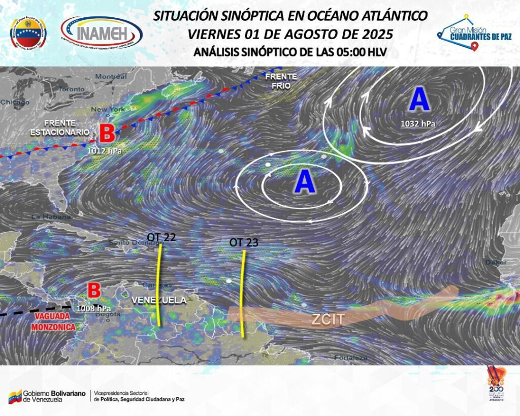 Onda tropical número 22 se encuentra sobre el centro de Venezuela y dejará lluvias