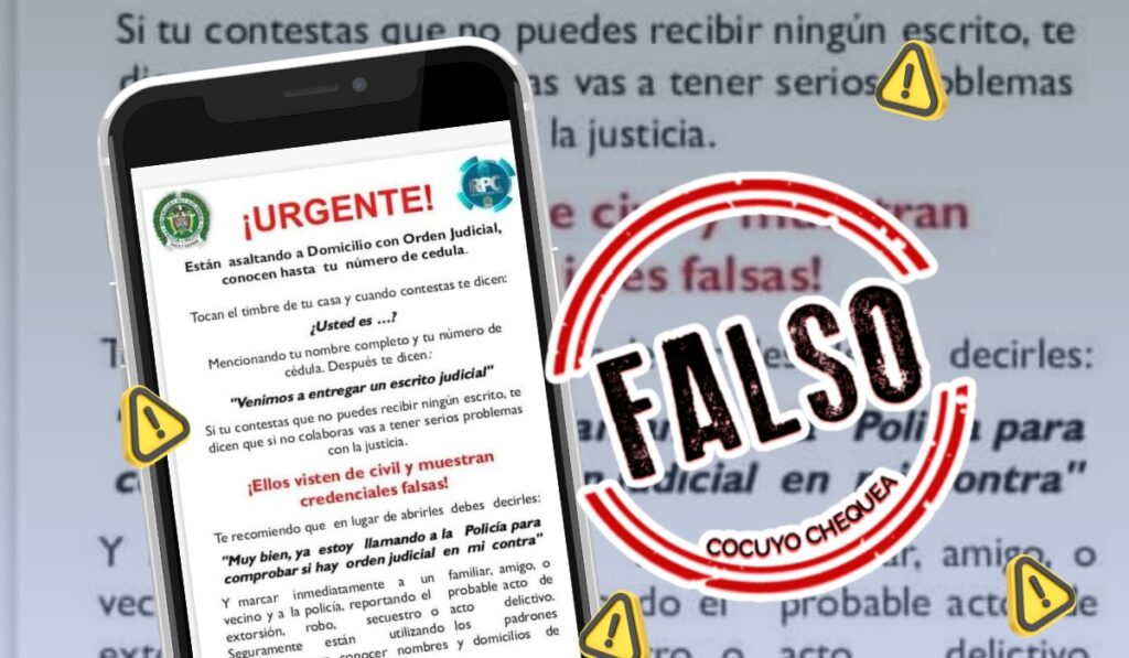 Otra vez el mismo engaño: falsa alerta de robos a domicilio por “orden judicial” circula desde 2010