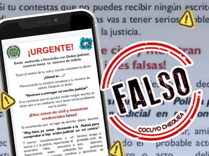 Otra vez el mismo engaño: falsa alerta de robos a domicilio por “orden judicial” circula desde 2010